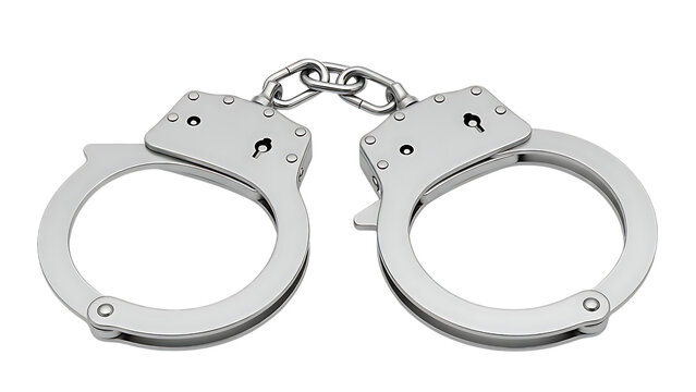 Silver handcuffs on transparent background