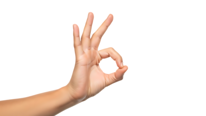 Hand making an OK sign against a checkered background