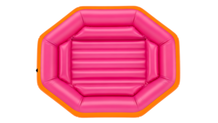 Pink and Orange Inflatable Raft on Transparent Background