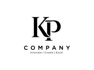 Obraz premium KP Company Logo – Bold Serif Initials with Modern Tagline for Innovative Business Branding
