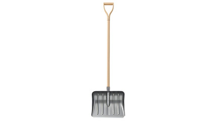 Metal rake with wooden handle on transparent background