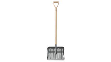 Metal rake with wooden handle on transparent background