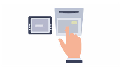 ATM password entry flat vector illustration showing secure banking action