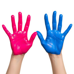 Two hands with painted fingers