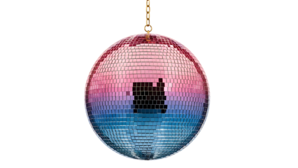 Hanging Disco Ball with Pixelated Reflection