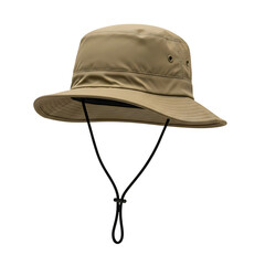 Beige Bucket Hat with Chin Strap