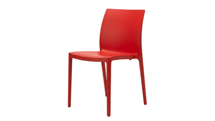 Red Plastic Chair on Checkered Background