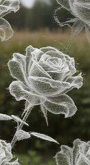 Elegant White Rose Illustration with Delicate Petals and Soft Background Blur Effect