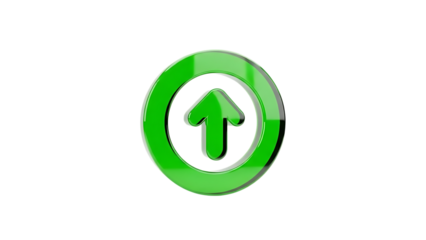 Green arrow pointing up in a circle isolated on transparent background