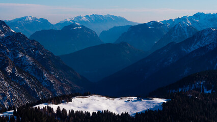 Alpine mountains in Italy during winter season in day light
