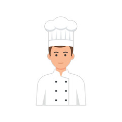 Professional Male Chef Avatar in White Uniform and Toque Hat
