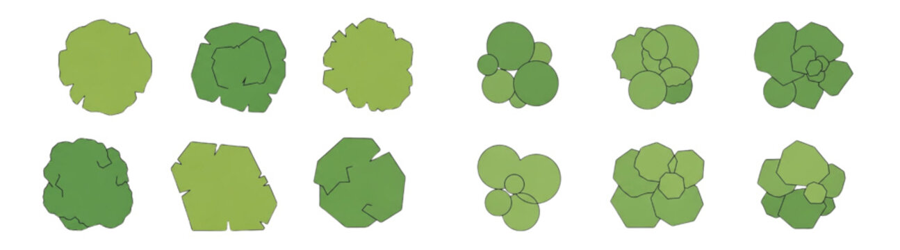 Minimal Flat Vector Top Down Tree Symbols for Landscape Architecture Plans