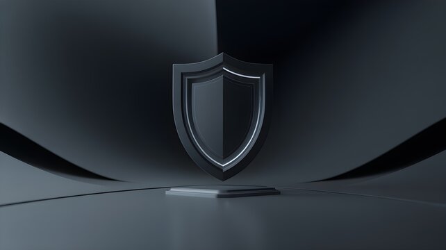 Shield emblem on metallic surface symbolizing ecommerce fraud prevention, payment security, identity verification, and transaction protection.