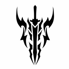 Black tribal tattoo sword design Sharp fantasy sword
