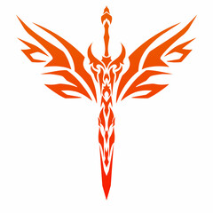 Tribal Phoenix Sword Icon Vector Stylized Flaming Blade Illustration