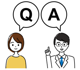 質問のある女性と答える医師（Q&Aの吹き出し）