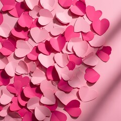 Fototapeta premium Valentine's day pink heart confetti background for romantic celebrations