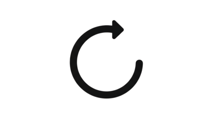 Grey circular arrow icon isolated on transparent background