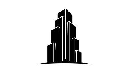 Fototapeta premium Black Modern Skyscraper Icon Design Element.