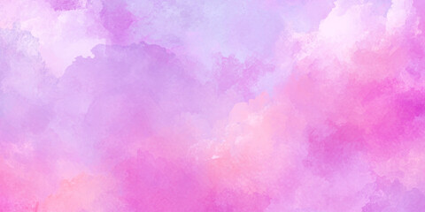 A soft and dreamy watercolor wash of pink and purple hues creates a calming and ethereal atmosphere