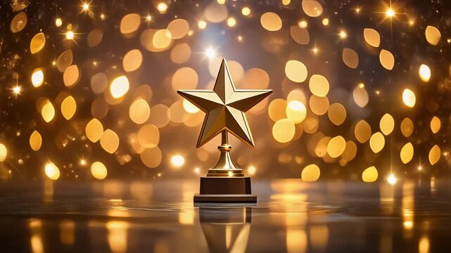 金色に輝くトロフィーが成果と栄誉を象徴する印象的な演出