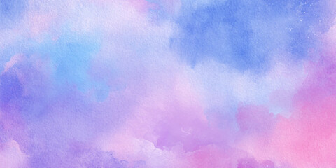 A vibrant watercolor wash of soft blues pinks and purples creates an ethereal and dreamy abstract background texture
