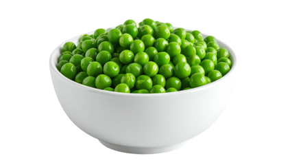 A white bowl overflowing with vibrant, fresh, and perfectly round green peas (1)