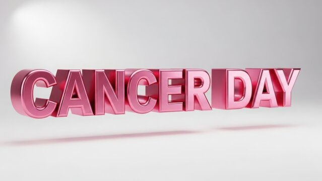 3D metallic pink 'Cancer Day' text on a clean background. Global cancer awareness and support concept. Digital rendering with copy space - Powered by Adobe
