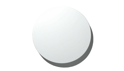 A white sphere, with subtle gradient shading, sits against a stark, black backdrop