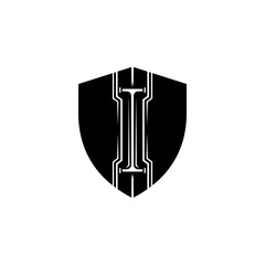Black Shield Icon with White Outline.