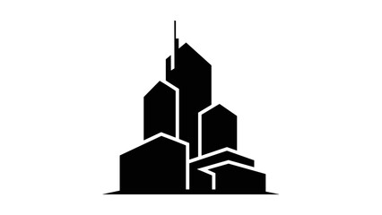 Black Silhouette of City Buildings Illustration.