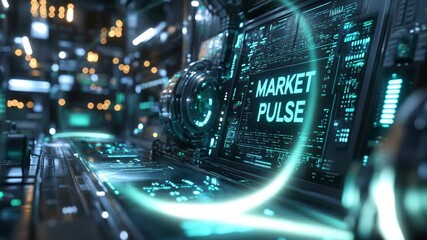 A futuristic control panel with a glowing data scan reveals the live Market Pulse. The vibrant heartbeat of the economy. Ideal for fintech, trading news, and stock market analysis. - Powered by Adobe