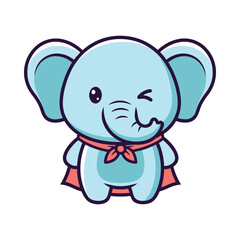 Obraz premium Cartoon Elephant Superhero Vector Illustration