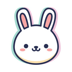 Cute Cartoon Bunny Face Illustration