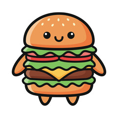 Cartoon Burger Mascot Illustration
