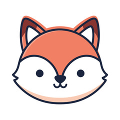 Cute Cartoon Fox Face Illustration