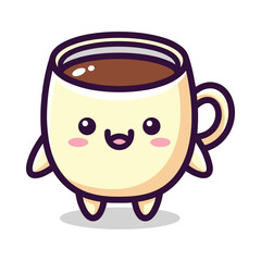 Adorable Cartoon Coffee Mug Character Illustration