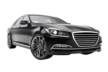 Obraz premium Sleek Black Luxury Sedan on White Background