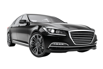 Sleek Black Luxury Sedan on White Background