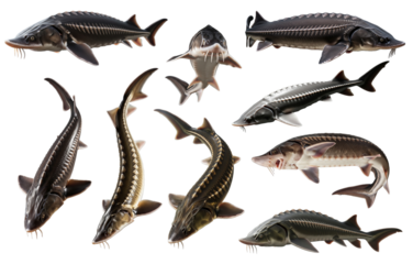 Types of sturgeon: Atlantic, Russian, Siberian and beluga.