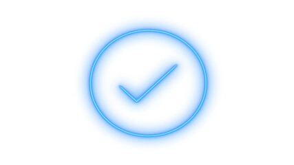 Glowing neon checkmark icon isolated on transparent background. Verified approval symbol. Success mark. Confirmation button. UI element. © mominulim