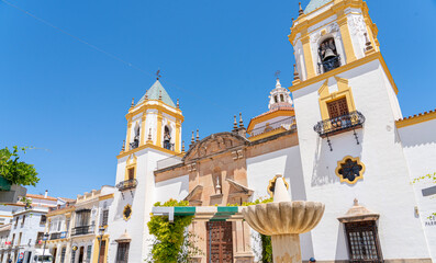 Historic building with towers and fountain.. Ronda, M&aacute;laga, Spain