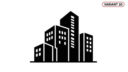 Black Silhouette of Modern City Buildings 7.