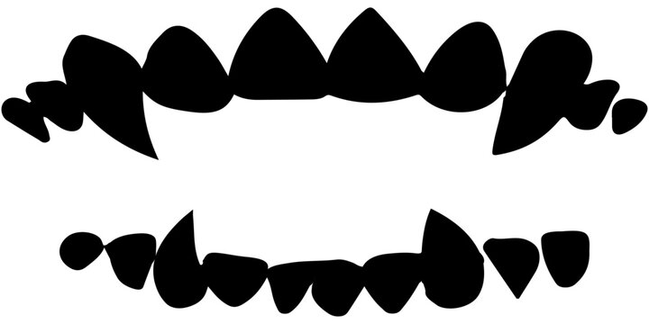 Vampire teeth vector isolated on black background. modern