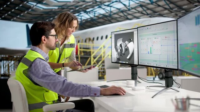 Engineers Working On Aircraft Maintenance