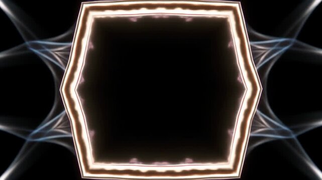 Abstract geometric animation glowing octagon with dynamic light trails