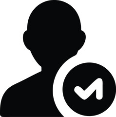 Black Silhouette Human Validating AI Recommendation Approval Icon