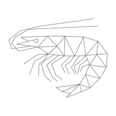 Polygonal line art of shrimp vector