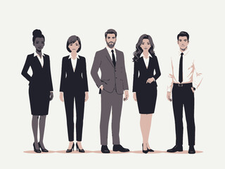 Obraz premium Group of diverse business professionals standing together in a line