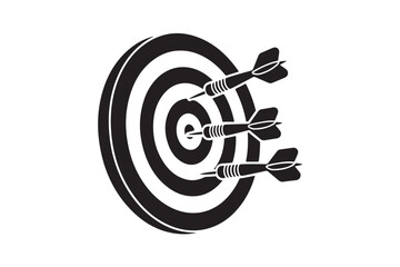 Target with arrow hitting the bullseye vector art illustration